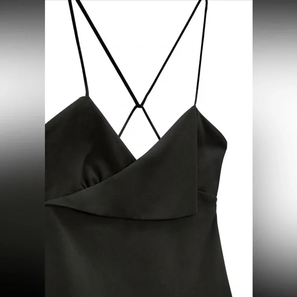 NWT ZARA - Black Surplice Dress - Picture 6 of 9